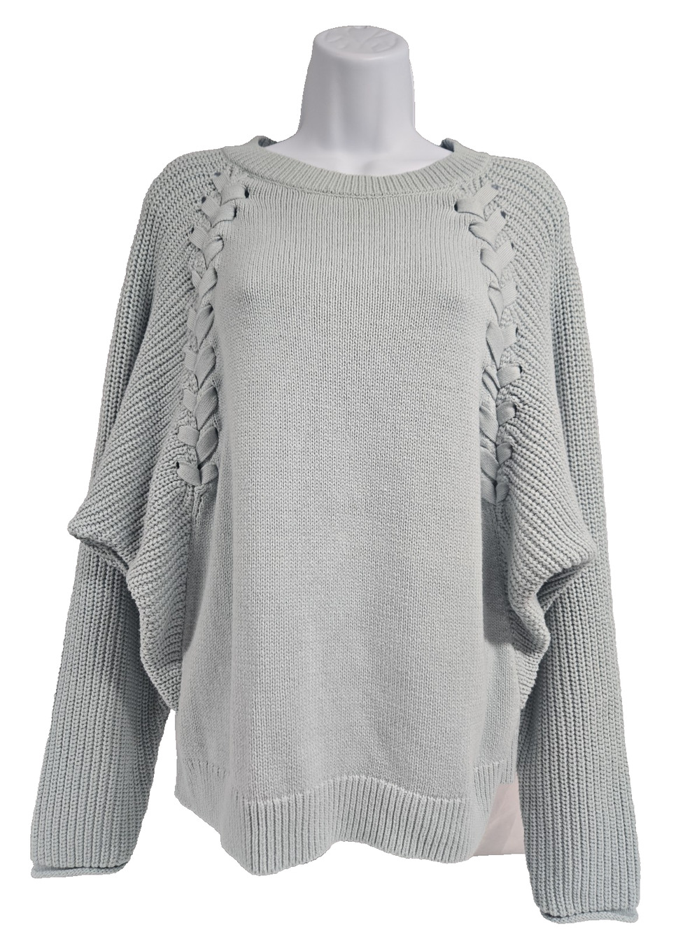 Simply Vera Wang Womens Sage Green Knit Pullover Sweater Dolman Chunky Size L